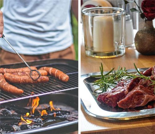 Immer nur Bratwurst ist langweilig. Profis empfehlen, auch mal ungewohnte Fleischstücke wie Flank Steak oder Nierenzapfen auf den Grill zu legen. Foto Pixabay/Hampel/Kollage OVB