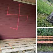 Hakenkreuze und rechte Parolen