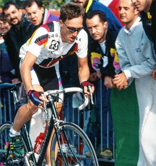 Alexander Kastenhuber bei der Straßen-WM 1996 in Lugano, als der Belgier Johan Museeuw Weltmeister wurde.Foto Archiv Kastenhuber