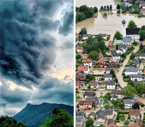 Das Jahrhunderthochwasser Anfang Juni 2013 ist vielen Menschen im Raum Rosenheim noch in Erinnerung. Doch können bestimmte Wetterphänomene, wie hier ein Gebilde aus Gewitterwolken über dem Zellerhorn bei Aschau, Hinweise auf drohende Naturkatastrophen geben? Foto Reiter