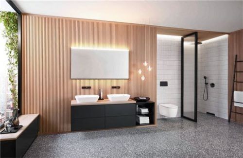 Die Farbe Schwarz steht für Eleganz und Kultiviertheit - und verleiht dem Bad einen Hauch von Mystik. Foto djd/Geberit