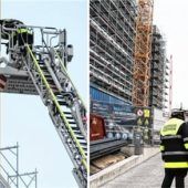 Siebenjähriger klettert auf Baukran