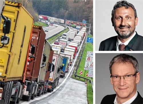 Die Hoffnung auf eine Lösung beim Brenner-Transit wächst. Für Georg Dettendorfer (oben) und Brannenburgs Bürgermeister Matthias Jokisch kann es so nicht mehr weitergehen. Foto dpa/Das Kraftbild/archiv