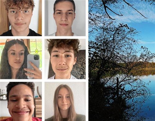 Die Lebensretter eines 20-Jährigen am Eggstätter Hartsee: (von links oben) Fynn-Luka Prochazka, Andrei Aioanei, Emily Müller, Kilian Mateo Jimenez-Kippes, Max Sperl und Lisa Sperl Foto Fynn-Luka Prochazka/Simon Schmalzgruber