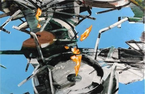 Lothar Kaspar Wurm: „Feuerstellen“, 2020, Acryl auf Leinwand. Wurm