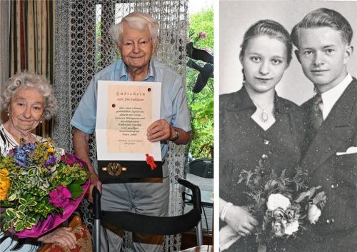 Ein ganz besonderes Hochzeitsjubiläum, die sogenannte „Gnadenhochzeit“, konnten jetzt Eugen Kauschinger und seine Frau Edgard feiern. Vor 70 Jahren gaben sie sich das Ja-Wort. Fotos Schlecker/re