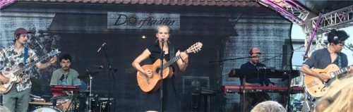 Mit Dota Kehr unterwegs sind seit vielen Jahren die Musiker (von links) Jan Rohrbach (Gitarre), Patrick Reising (Keyboard), Janis Görlich (Schlagzeug) und Alex Binder (Bass). Foto Markus Honervogt