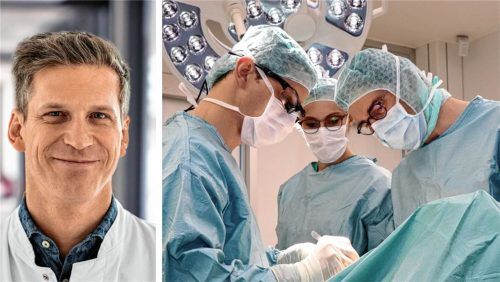 Professor Dr. Kai Nowak (links) vom Romed-Verbund erklärt, worauf man achten sollte, damit der Darm gesund bleibt, und wie man eine Operation durch Vorsorge sogar vermeiden kann. Foto romed