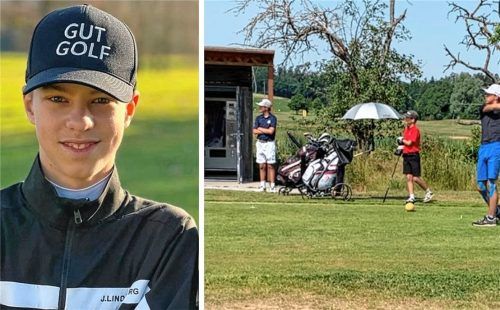 Sebastian Pertl (14) aus Raubling ist nahezu täglich auf dem Golfplatz zu finden. Eine Sportart, die er trotz seiner Rheumaerkrankung problemlos ausüben kann. Foto re