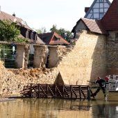 Stadtmauer von Weißenburg nach Gewittern eingestürzt