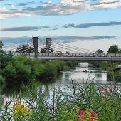 Himmel über der Aicherparkbrücke