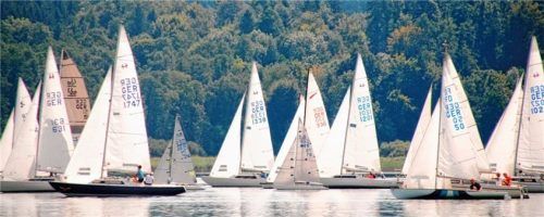 Das Feld bei der Simssee-Rund kurz nach dem Start. Foto Niessen