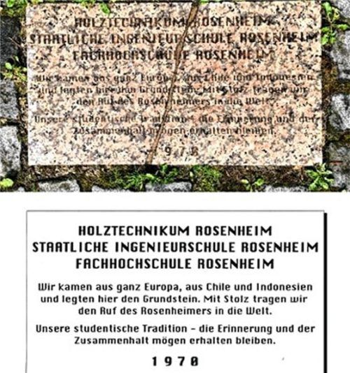 Diese Steinplatte vor dem Eingang der Hochschule wurde zur Erinnerung von den Studenten des Abschlussjahrgangs 1970 gestiftet. Foto  Baruschke