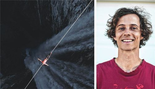 Entspannt über dem Abgrund: Rosenheimer Slackline-Weltrekordhalter Friedi Kühne im Interview. Foto Rapp/Lovett