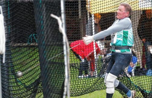 Hennes Rügamer vom TuS Bad Aibling gewann DM-Bronze im Hammerwurf der Senioren M65.Foto Ludwig Stuffer