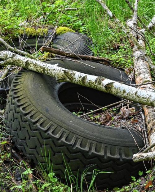 Immer wieder kommt es vor, dass Altreifen – wie auf dem Symbolbild zu sehen – in der Natur entsorgt werden. Jetzt hat es einen ähnlichen Fall in Rosenheim gegeben. Foto dpa