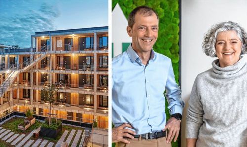 Der Campus Rosenheim, ein Holzbauprojekt in der Heimatregion, auf das die Geschäftsführung mit Josef und Angelika Huber besonders stolz ist. Foto Huber & Sohn