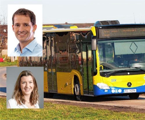 Der ÖPNV in Rosenheim steckt in der Krise. Jetzt haben die Grünen um Fraktionsvorsitzende Sonja Gintenreiter Oberbürgermeister Andreas März zum Handeln aufgefordert. Foto Martin Aerzbäck/Privat/Collage: Anna Heise