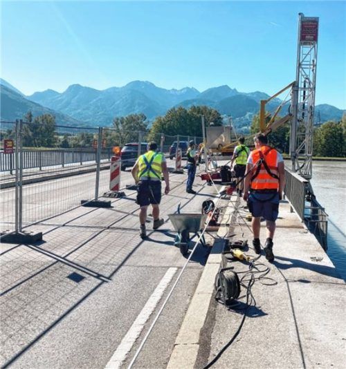 Die Sanierungsarbeiten an der Innbrücke bei Nußdorf schreiten voran. Foto Staatliches Bauamt Rosenheim