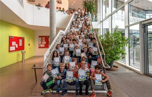Ein Teil der Leserattenschar aus knapp 180 Kindern, die beim Sommerleseclub mitgemacht hatten. Foto Thomae