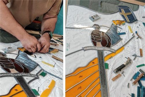 Für seine Kunstverglasung setzte Michael Spahrkäs 197 Einzelteile zusammen. Fotos privat