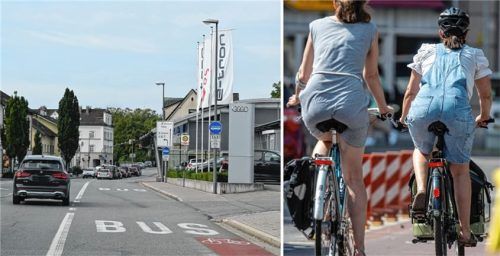 Eigentlich sollte in der Innstraße stadtauswärts doch kein Radfahrstreifen entstehen – nun gibt es wieder eine Wendung. Fotos Schlecker/DPA