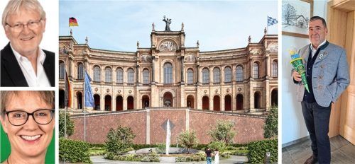 Neue Gesichter im Maximilianeum: Sepp Lausch (Freie Wähler, rechts) freut sich über seinen Erfolg über die Liste. Sein Parteifreund Gerhard Schloots und Martina Thalmayr von den Grünen scheiterten dagegen. Fotos dpa/re