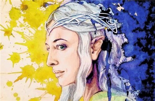 Sabine Koschier stellt ihr Galadriel-Aquarell in der Vernissage vor. Foto re