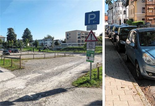 Während der Pendlerparkplatz am Bahnhof schlecht genutzt wird, sorgen Autos in umliegenden Straßen für „Parkdruck“. Fotos Bettinger