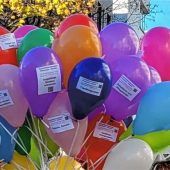 Luftballons weisen auf Selbsthilfegruppen hin