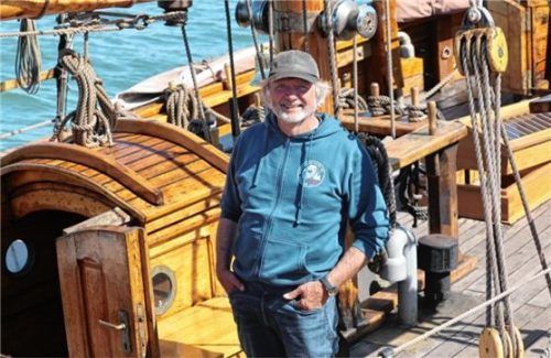 Arved Fuchs, Polarforscher und Buchautor, auf Schiff „Dagmar Aaen“. Foto Bernd Wüstneck/DPA