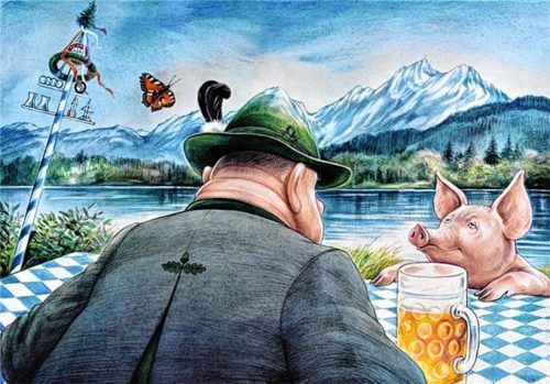 „Bin i da dahoam?“, 2023, Aquarell und Buntstift. REPROS TRAUTWEIN-HAGEN