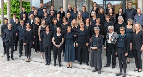 Das Chiemgau Orchester mit Vorsitzender Christine Böhm (vorne, Dritte von links) und Dirigent Matthias Linke (hinterste Reihe, Bildmitte).Foto berger