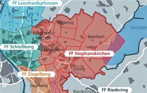 Die aktuellen Zuständigkeitsbereiche der Feuerwehren im Gemeindegebiet Stephanskirchen. Foto Grafik Klinger