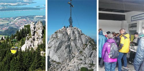 Die ungewöhnliche mündliche Verhandlung an der Kampenwand (rechts) sollte die Entscheidung zur Klage gegen die neue Bahn bringen. Doch das Gericht lässt sich Zeit. Foto Re/Sautter