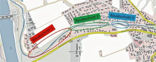 Ein umfassender Ausbau des Steinbachs in Nußdorf, gestartet im Juni 2020 mit dem ersten Bauabschnitt , nähert sich dem Abschluss. Wasserwirtschaftsamt