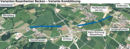 Mehr Brücke, weniger Damm – aber auch mit der neuen Kombilösung wird die Gemeinde Schechen von der Trasse des Brenner-Nordzulaufs weiter durchschnitten. Foto Visualisierung DB