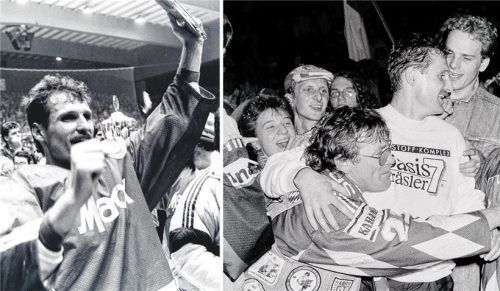 Zwei seiner größten Erfolge feierte Ernst Höfner mit dem Sportbund Rosenheim. Die zweite Meisterschaft 1989 als Kapitän (links) und 1993 wurde er von den Fans als Aufstiegstrainer gefeiert. Er schaffte die Rückkehr in die 1. Bundesliga mit einer blutjungen Rosenheimer Mannschaft. Fotos  Hans-Jürgen Ziegler