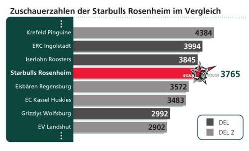 Besser als ein DEL-Verein: Die Starbulls Rosenheim empfangen im Schnitt 3765 Zuschauer.Verena Klinger