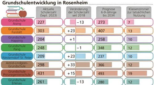 Ein Überblick über die Entwicklung der Schülerzahlen an den Rosenheimer Grundschulen. Foto  Klinger