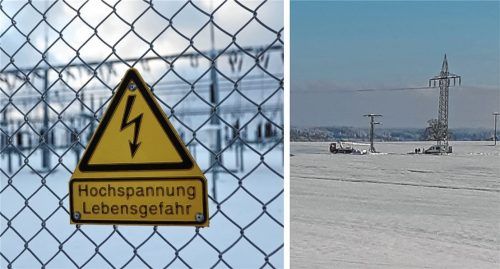 In Höslwang riss eine Stromleitung ab. Es folgte ein stundenlanger Stromausfall.Foto dpa/Stübl
