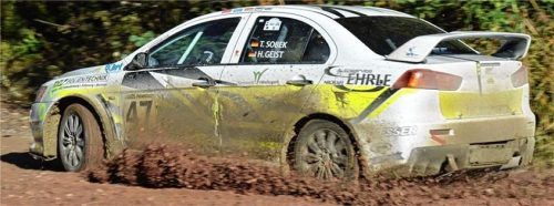 Knapp am Podest vorbei bei der „40. Mossandl Schotter Rallye“: Thomas Sobek/Hartmut Geist.Foto Sobek