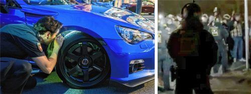 Rund 3000 Auto-Tuner sorgten am Rosenheimer Aicherpark-Gelände für Aufruhr bis die Polizei eintraf. Foto dpa(Stratenschulte)/Re