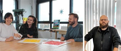 Sie sorgen dafür, dass ihre Klienten wieder ein Teil der Gesellschaft werden: die Psychologen (von links) Alexandra Maric, Sabrina Nothaft und Jakob Gomm. Florian Schneider vom pcwerx (rechts) bringt die Betroffenen anschließend in der Belastungserprobung wieder auf Spur. Foto ReAL/Huber