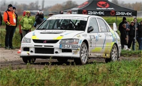 Thomas Sobek/Hartmut Geist sind wieder auf dem Podest, mit Mitsubishi EVO X.Foto Patrick Mohr ewrc results
