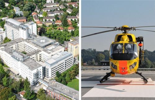 Das Rosenheimer Romed-Klinikum wird mehrmals in der Woche vom Hubschrauber angeflogen. Der Landeplatz befindet sich auf dem Dach des Hauses. Foto Peter Schlecker/Romed-Kliniken