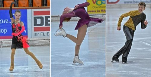Drei erfolgreiche Athleten aus der Region: Julia Jakob (SV Pang) erreichte den 13. Platz, Marija Morscakova (EV Rosenheim) belegte den elften Rang und Eistänzer Jonathan Hörmann holte Gold.Fotos Luca Tonegutti
