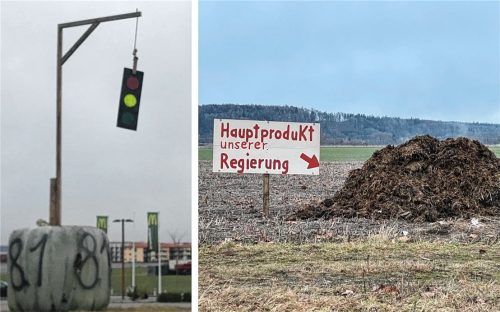 Ein dampfender Misthaufen neben der Straße ist okay. Der Ampel-Galgen geht dem Bauernverband aber eindeutig zu weit. Foto Honervogt/Latta