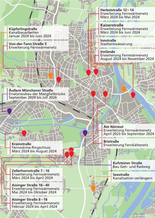 Eine Übersicht über die geplanten Bauvorhaben 2024 in der Stadt Rosenheim. Foto Verena Klinger