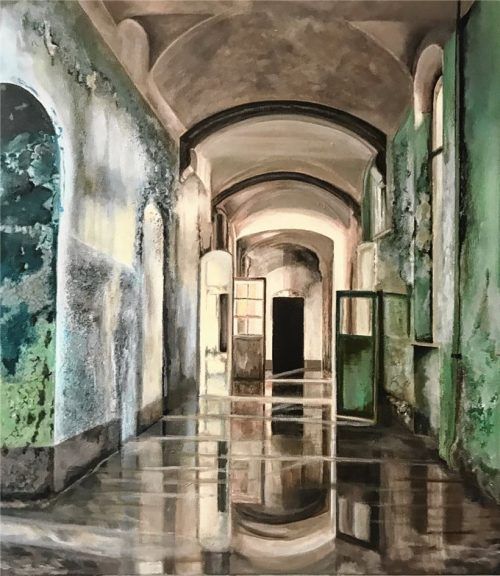 Angelika Oedingen: o.T. (Wasser), 2022, Acryl auf Leinwand. Bößwetter